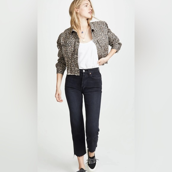 Free People Cheetah oversized denim jacket. - Picture 2 of 16